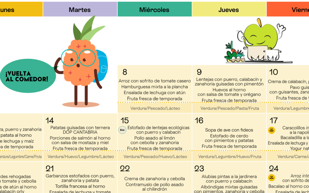 Menú para el segundo trimestre del curso 2024-2025