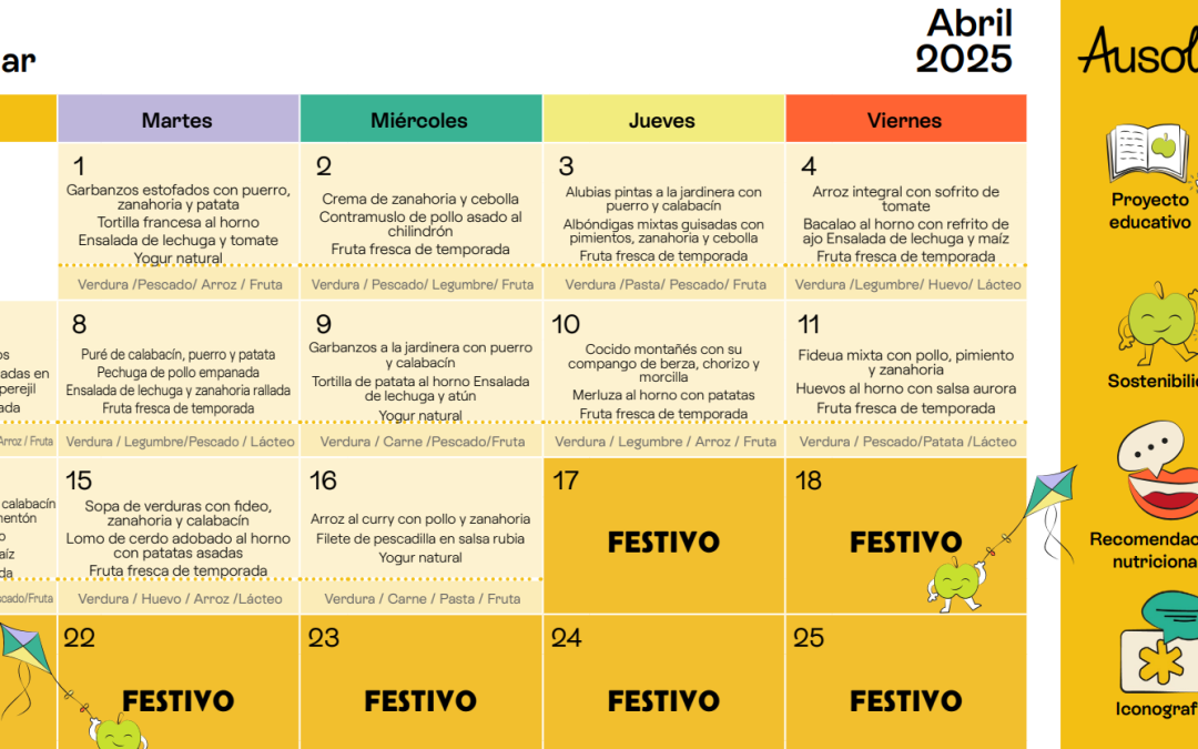 Menú para el tercer trimestre del curso 2024-2025